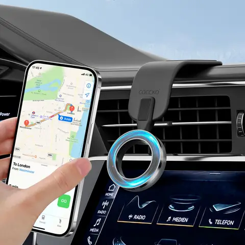 COCCKO Magnetischer Handyhalter mit Gurt, 360°-Drehbarkeit, Magnetischer Auto-Handyhalter für die Armaturentafel, N55-Strong Magnete, Klettverschluss-Gurtbefestigung, 3M-Kleber, Universalhalter für iPhone 17 16 15 14