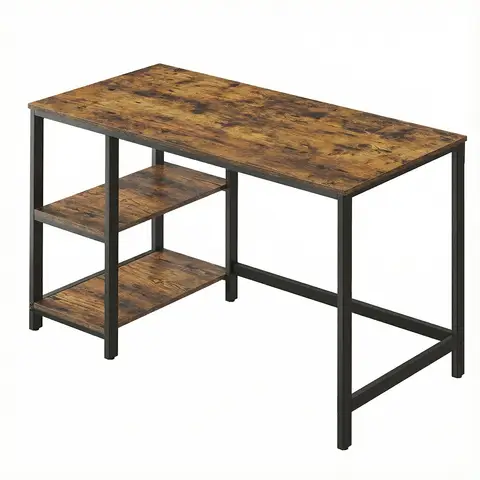 Ochama Bureau de travail, Bureau informatique, 120 x 60 x 76 cm, Table industrielle pour étude, Marron et noir