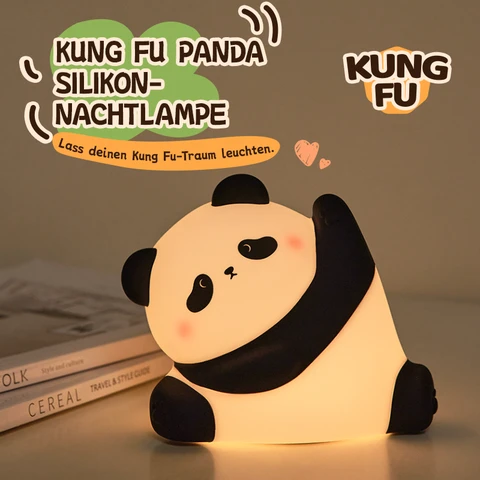 VIVREAL Panda Nachtlampe, wiederaufladbar, dimmbar (3 Stufen), LED, Squishy aus Silikon in Lebensmittelqualität, niedliche Tier-Nachtlichter, Touch-Lampe für die Bettseite, geeignet für Stillen, Babys, Kleinkinder und Kinder, Geschenkidee, Dekoration, Modell A038, Neu-Jahr-Verkauf, Top-Geschenk-Auswahl