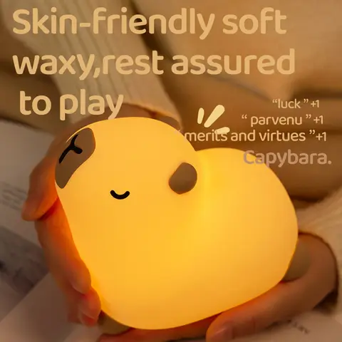 VIVREAL Capybara LED Night Light A028 – Rechargeable, 3-Level Dimming, Type-C Charging, Soft Silicone, ABS & PP
