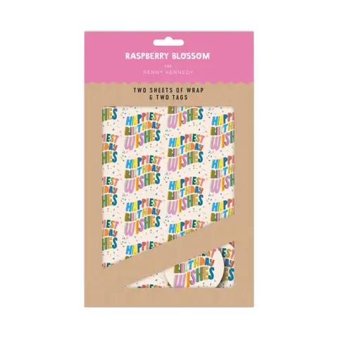 Raspberry Blossom Happy Birthday Wrapping Paper Bundle 