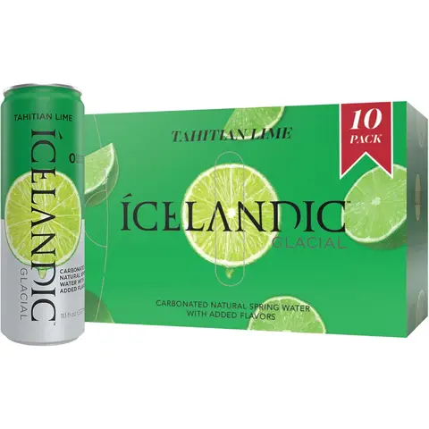 ICELANDIC GLACIAL Tahitian Lime Sparkling Mineral Water - Can 10 x 330ml