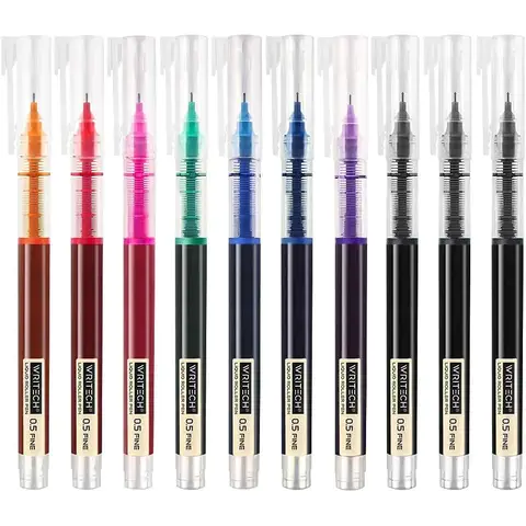 WRITECH Rolling Ball Quick Dry 0.5 mm Extra Fine Point 10 Pcs Liquid Rollerball Multicolor (Multicolor)