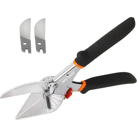FLORA GUARD Lengthen Miter Shears - 45 to 135 Degree Multi Angle Trim Cutter, Gasket Shear for Cutting Soft Wood, Plastic, PVC and More, Including 2 Spare Blades (JDJ-2)