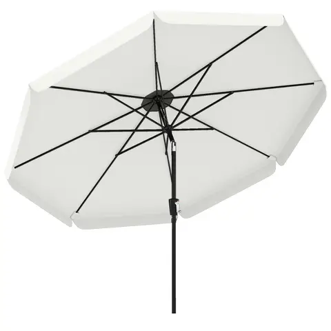Outsunny 3 m Garden Parasol with Tilt Mechanism & Crank Handle, UPF 30+ Patio Umbrella Outdoor Table Umbrella with Vent for Market Terrace, Cream White