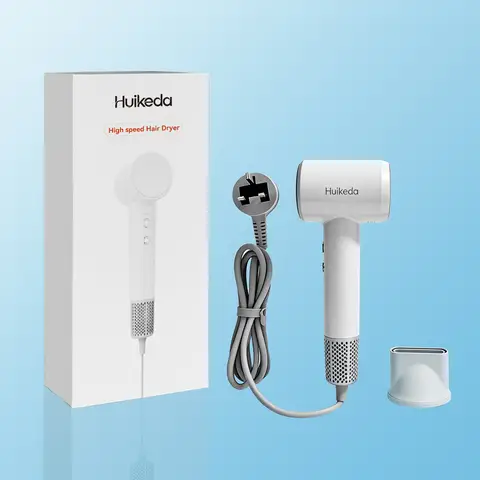 Huikeda High-Speed Hair Dryer, 110,000 R/PM Ionic Blow Dryer with Brushless Motor, 1500W Fast Drying with 360° Magnetic Nozzle, Intelligent Temperature Control for travel & Home, Ultra-Lightweight 