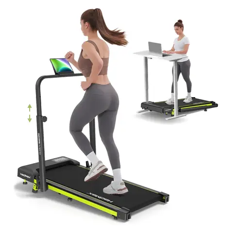 Treadmill with Handles, Portable Under Desk Treadmill for Home and Office, 2.5HP Folding Walking Pad with 265 lbs Capacity, Cup Holder, with Adjustable Incline up to 15%