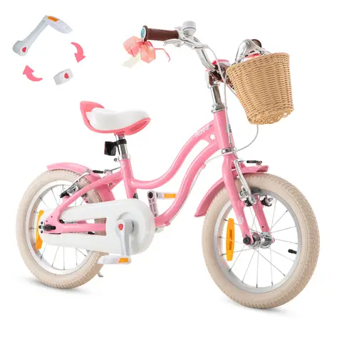 Vélo Enfant RoyalBaby+kids Aluminum EZ Stargirl Rose 14 pouces