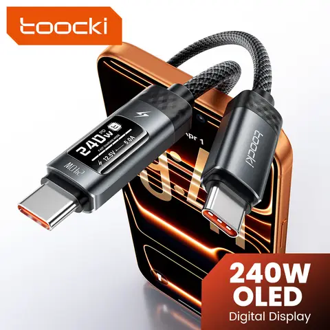 Toocki USB C Kabel 3,3 ft 240 W Schnellladekabel mit LED-Display kompatibel mit iPhone 17 16 15 Pro Plus Pro Max Air, iPad Pro, Samsung Galaxy S24 S23, Switch, MacBook Air, Pixel