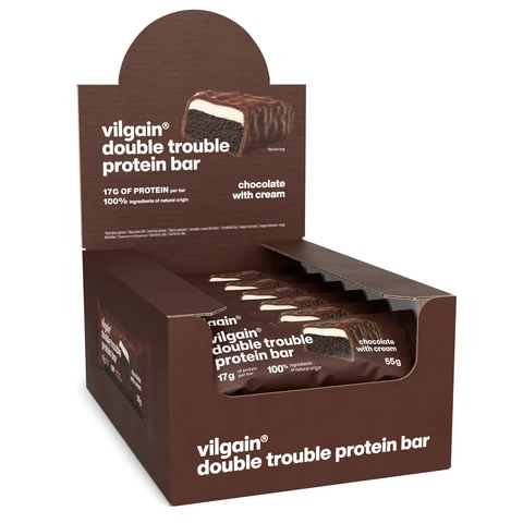 Vilgain Double Trouble Protein Bar Double Chocolate with Cream - 12 x 55g