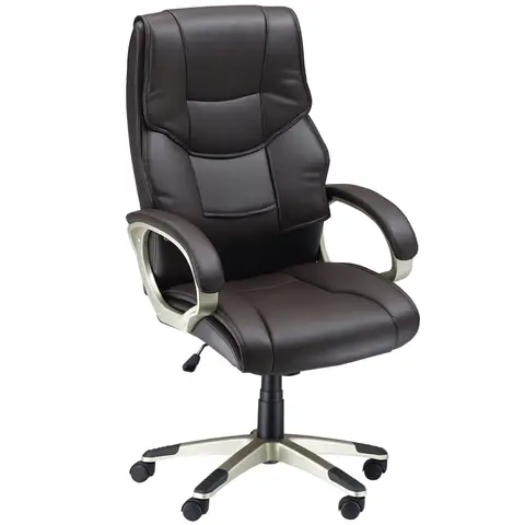 HOMCOM High Back Computer Office Chair Faux Leather Swivel Desk Chair with Adjustable Height Rocking Function Brown