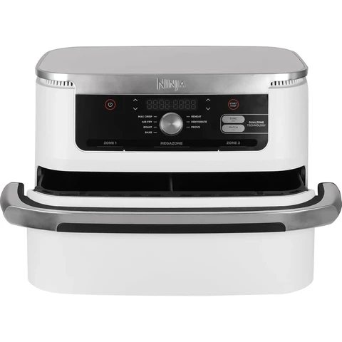 Ninja AF500EUWH FlexDrawer, Dual Zone with Removable Divider, Large 10.4L Drawer, 7-in-1, Air-Fryer uses no Oil, Air Fry, Roast, Bake, Max Crisp - white