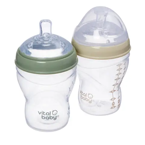 Vital Baby Nurture Breast-Like Baby Feeding Bottles 240ml 2 Pack