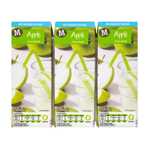 Morrisons No Added Sugar Apple Juice 3x250ml