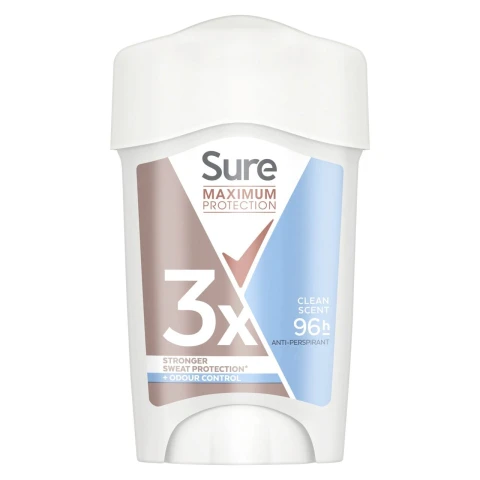 Sure Maximum Protection Anti-Perspirant Cream Clean Scent 45ml