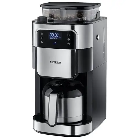 Severin coffee machine with bean grinder, LED touch, thermos jug, 10 cups