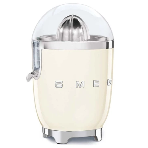 Smeg, Elektrische Zitruspresse CJF11CREU Tropffreier Auslauf und Universalkegel, Rutschfeste Füße, Edelstahlfilter und Presskegel, 70 W, Creme