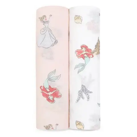 Aden + Anais Essentials Cotton Muslin Swaddles 2 Pack Disney Princess