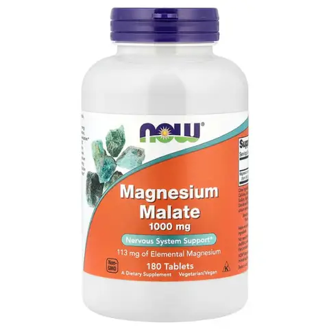 NOW Foods Magnesium Malate Muscle Energy 1000mg Tablets - 180 Tablets