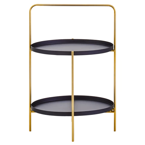 Trosa Two Tier Black and Gold Side Table