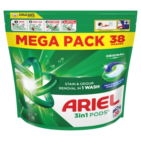 Ariel 3in1 PODS, Washing Liquid Capsules 38 Washes