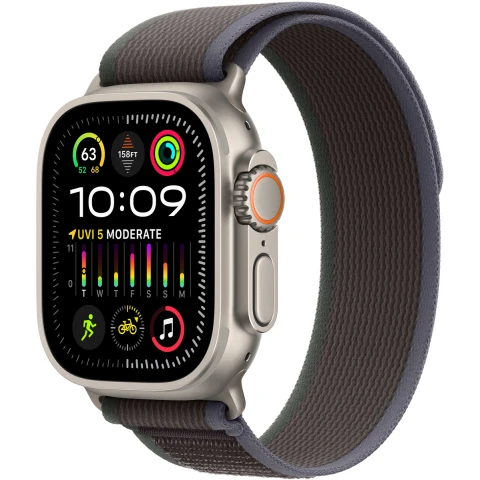 Apple Watch Ultra2 (49mm/ GPS/ Cellular) - Titanium Case with Blue/Black Trail Loop (Medium/Large)