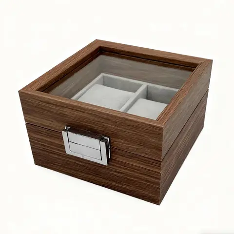 JU7CER Retro watch box, inner gray Watch Storage Case, Unisex Watch Display & Storage Box, Ideal Gift for Watch Enthusiasts 2-position