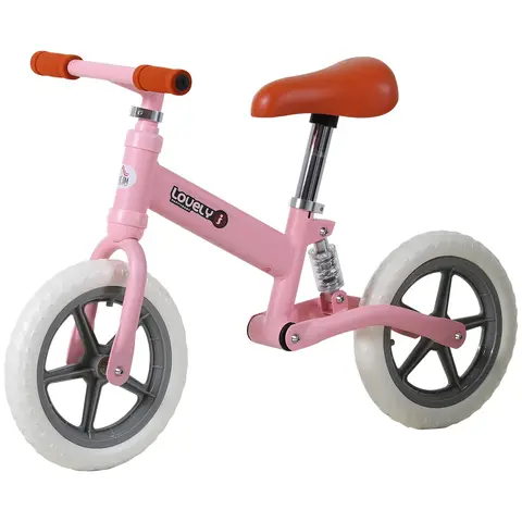 HOMCOM 12" Kids Balance Bike No Pedal Bicycle EVA Tyre Adjustable Seat Toddler Training Bike W/ Shock Absorber 2+ Pink
