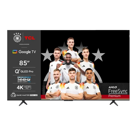 TCL 85C75B 85-Zoll QLED Pro 144Hz Onkyo 2.1 Gaming Fernseher, 4K UHD, HDR Pro, Google TV (Dolby Vision IQ & Atmos, Motion Clarity, Freihändige Sprachsteureung, Kompatibel mit Google Assistant & Alexa)