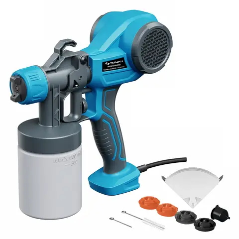 Tilswall Farbsprühsystem, leichte elektrische Farbspritzpistole mit 4 Düsen & 3 Sprühmustern, 100 DIN Farbsprüher, ideal für Möbel, Zäune, Wände, Schränke, DIY