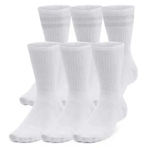 Under Armour Essential Unisex 6-Pack Crew Socks - White/Halo Gray