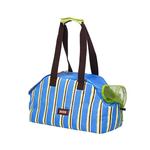 ZEZE Striped Pet Carrier Bag, 48x25x24cm Portable Travel Carrier for Cats Dogs