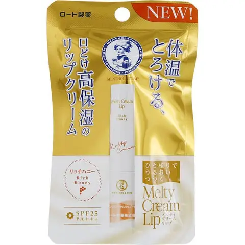 Mentholatum Melty Cream Lip Reichhaltiger Honig 2,4g SPF25 PA+++ - Feuchtigkeitsspendender Lippenbalsam mit Sonnenschutz