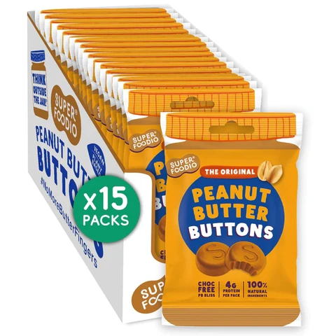 Superfoodio - Original Peanut Butter Buttons - 15 x 20g
