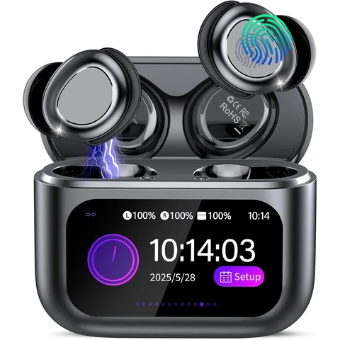 ZYHKON Bluetooth-Kopfhörer mit HiFi-Sound/5 EQ-Modi/ENC-Geräuschunterdrückung, kabellose Ohrhörer für Seitenschläfer