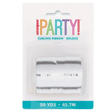 Unique Party Curling Ribbon, Silver, 45m