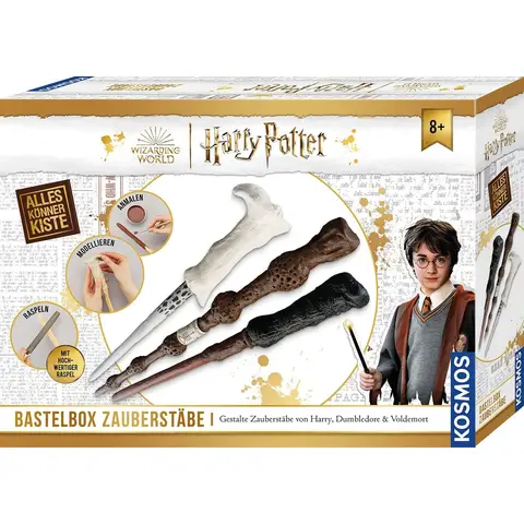 KOSMOS 604653 Harry Potter Zauberstab herstellen, Zauberstäbe von Harry Potter, Dumbledore und Voldemort basteln, AllesKönnerKiste Bastelset