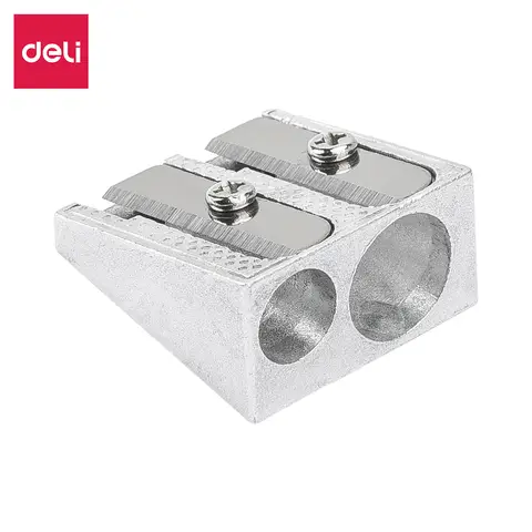 Deli Heavy-Duty Zinc Alloy Sharpener with Dual Holes, Durable & Precise for School, Office, and Art Studio, 1-Pack.