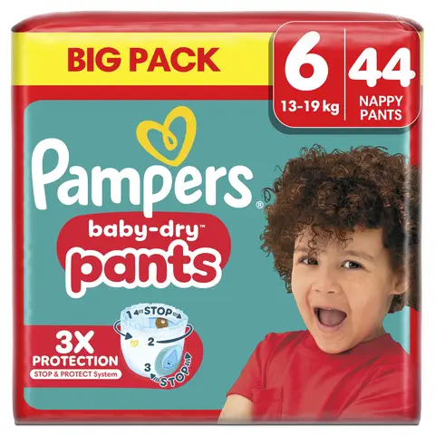 Pampers Baby Dry Pants Taille 6 Extra Large (XL) 14 à 19 kg - Grand pack - 44 pièces