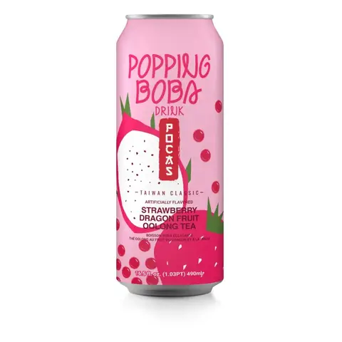 POCAS Heart-Shaped Popping Boba Dragon Fruit Oolong Tea 490ml