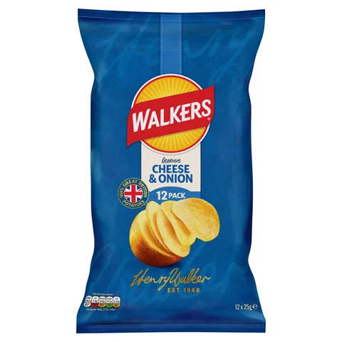 Walkers Cheese & Onion Crisps 12x25g