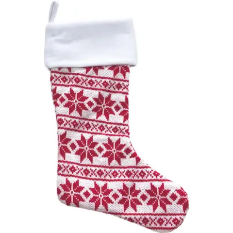Red - White Snowflake Knitted Christmas Stocking