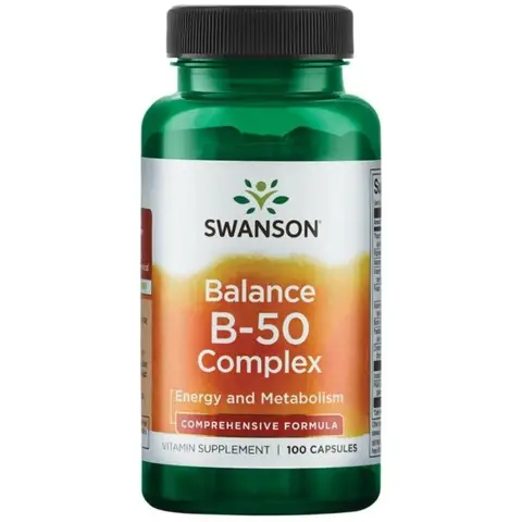 Swanson Vitamin B Complex Energy Metabolism Balance B-50 Capsules - 100 Capsules