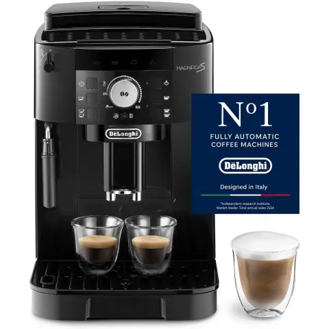 De'Longhi Magnifica S ECAM11.112.B, Kaffeevollautomat mit Milchaufschäumdüse für Cappuccino, mit Espresso Direktwahltasten und Drehregler, 2-Tassen-Funktion, Schwarz