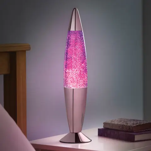 GLOBAL GIZMOS Lava Lamp Rocket Glitter Pink/Purple/Rose Gold