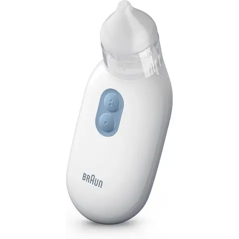 Braun Nasensauger 1 | Schleimentferner | Erleichterung bei verstopften Nasen | elektrische Absaugung | 2 Saugstufen | 2 Größenaufsätze | geeignet für Neugeborene, Babys und Kinder | spülmaschinenfest | BNA100