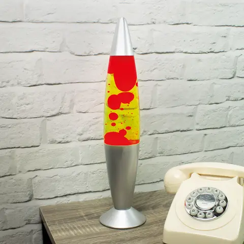 GLOBAL GIZMOS Lava Lamp Rocket Red/Yellow/Silver