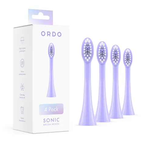 Ordo Replacement Sonic Toothbrush Heads with Pulse Technology, Deep Clean Bristles, Adults, Pack of 4, Lavender