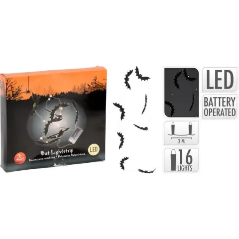Nampook Halloween Vleermuis LED Lichtslinger voor Binnen - 16 Vleermuizen