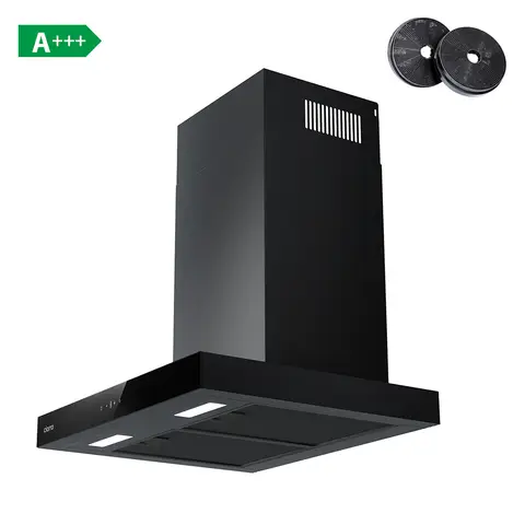 CIARRA Recirculation 60CM Extractor Hood, Wi-Fi & App Touch Control, 650 m³/h, Wall-Mount, 4-Speed with Booster, Black Aluminum Filters, Energy Class A+++